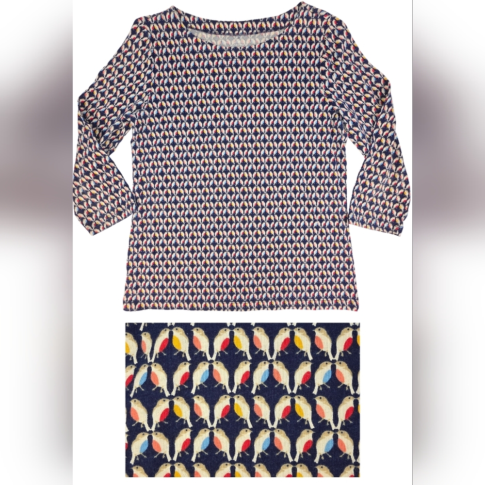 St. John's Bay M Bird Print Classic Boatneck Tee Multicolor 1904-Q